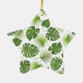 Stilvolles Muster für grüne tropische Blätter Keramik Ornament (Hinten)