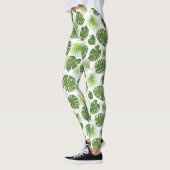 Stilvolles Muster für grüne tropische Blätter Leggings (Links)