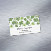 Stilvolles Muster für grüne tropische Blätter Magnetische Visitenkarte (Beispiel)