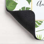 Stilvolles Muster für grüne tropische Blätter Mousepad (Ecke)