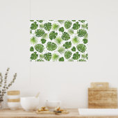 Stilvolles Muster für grüne tropische Blätter Poster (Küche)