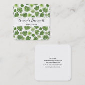 Stilvolles Muster für grüne tropische Blätter Quadratische Visitenkarte (Vorne/Hinten)