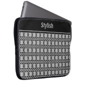 Stilvolles Muster in Schwarz & Silbergrau Laptopschutzhülle (Vorne Rechts)