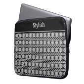 Stilvolles Muster in Schwarz & Silbergrau Laptopschutzhülle (Vorderseite Links)