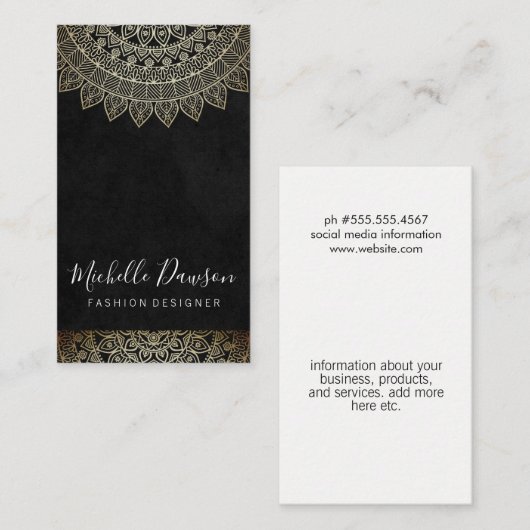 Stilvolles Muster Vintag Visitenkarte (Vorne/Hinten)