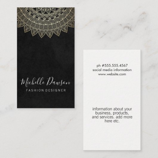 Stilvolles Muster Vintag Visitenkarte (Vorne/Hinten)