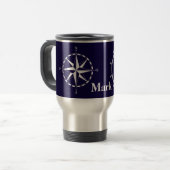 Stilvolles Nautical Compass and Ship Wheel Monogra Reisebecher (Vorderseite Links)