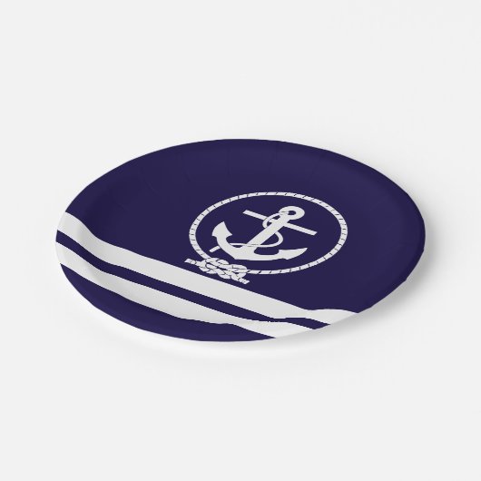 Stilvolles Nautical Theme Pappteller (Schrägansicht)