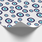 Stilvolles Nazar Navy Blue und Aqua Evil Eye Muste Geschenkpapier (Ecke)