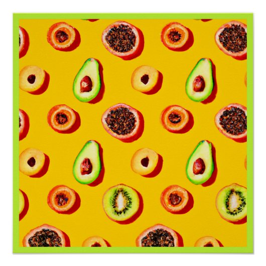 Stilvolles Neon Fruits Muster Poster (Vorderseite)