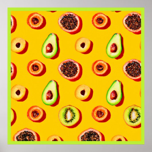 Stilvolles Neon Fruits Muster Poster (Vorne)