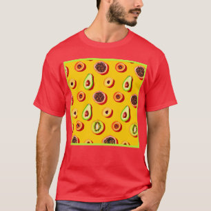 Stilvolles Neon Fruits Muster T-Shirt
