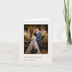 Stilvolles neutrales Foto Moderne Hochzeit Dankeskarte