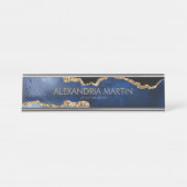 Stilvolles New Navy Blue Gold Glitzer Office Schreibtischnamensplakette (Vorderseite )