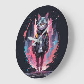 Stilvolles Niedliches Cat Design Große Wanduhr (Winkel)