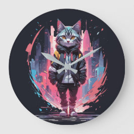 Stilvolles Niedliches Cat Design Große Wanduhr