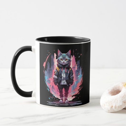 Stilvolles Niedliches Cat Design Tasse (Mit Donut)
