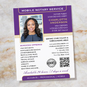 Stilvolles Notary Service Foto Lila Gold Flyer