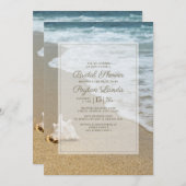 Stilvolles Ocean Beach Seashell Brautparty Einladung (Vorne/Hinten)