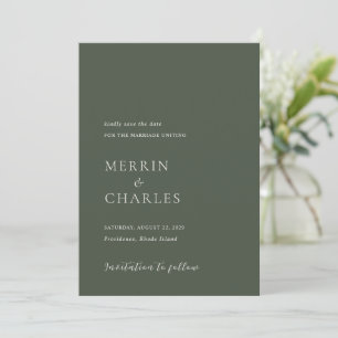 Stilvolles Olive Green Foto Moderne Hochzeit Save The Date