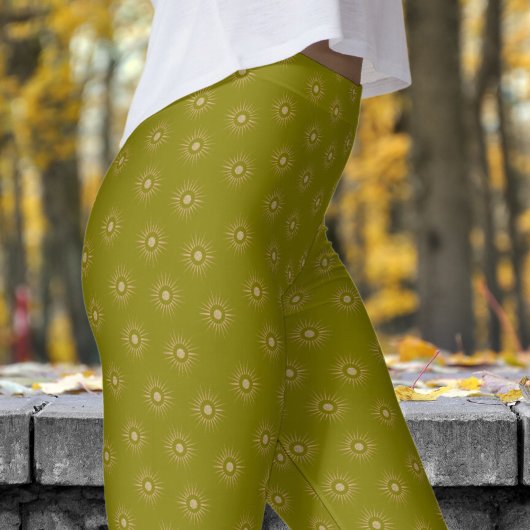 Stilvolles Olive Green Sun Burst Muster Leggings