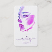 Stilvolles Ombre Violet Beauty Watercolor-Script Visitenkarte (Vorderseite)
