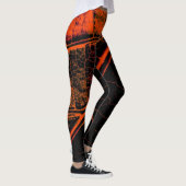 Stilvolles Orange Black Leaf Leggings (Rechts)