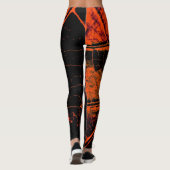 Stilvolles Orange Black Leaf Leggings (Rückseite)