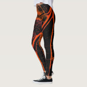 Stilvolles Orange Black Leaf Leggings (Links)