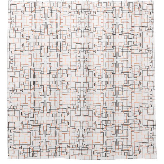Stilvolles Orange Black Pattern Duschvorhang (Vorderseite)