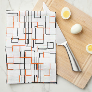 Stilvolles Orange Black Pattern Geschirrtuch