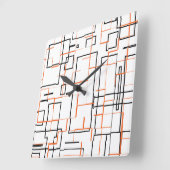 Stilvolles Orange Black Pattern Quadratische Wanduhr (Winkel)