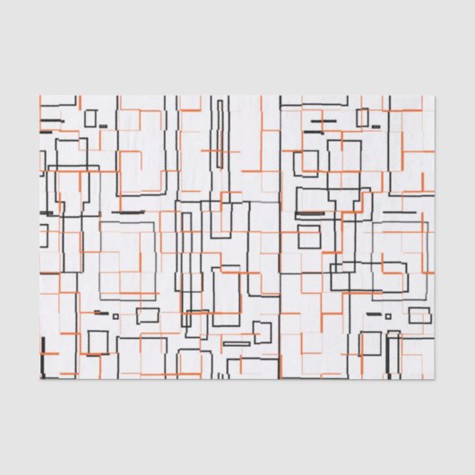 Stilvolles Orange Black Pattern Seidenpapier (Vorderseite)