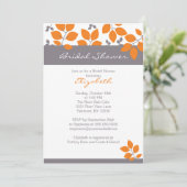 Stilvolles orange Blatt-Fall-Brautparty laden ein Einladung (Stehend Vorderseite)