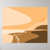 Stilvolles Orange Digital Art Beach Seascape Poste Poster (Vorne)