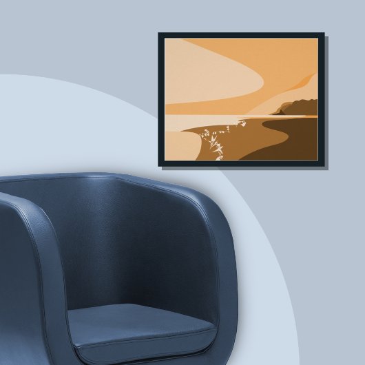 Stilvolles Orange Digital Art Beach Seascape Poste Poster