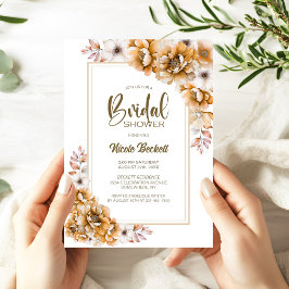 Stilvolles Orange Floral Brautparty Einladung