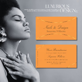 Stilvolles Orange mit glänzenden Gold-Dekorationen Visitenkarte