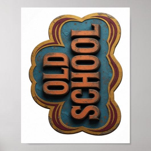 Stilvolles Orange OLD SCHOOL Fettes Design Poster (Vorne)