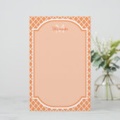 Stilvolles Orange Quatrefolienmonogramm mit Name Briefpapier (Stehend Vorderseite)