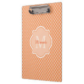 Stilvolles Orange Quatrefolienmonogramm mit Name Klemmbrett (Links)