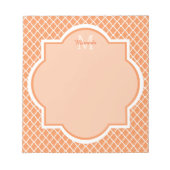 Stilvolles Orange Quatrefolienmonogramm mit Name Notizblock (Vorderseite)