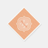 Stilvolles Orange Quatrefolienmonogramm mit Name Serviette (Ecke)