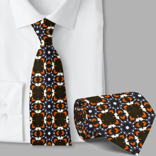 Stilvolles orange-schwarzes Retro-Muster Krawatte