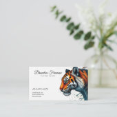 Stilvolles Orange Tiger mit Blätter Tattoo Visitenkarte (Stehend Vorderseite)