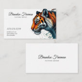 Stilvolles Orange Tiger mit Blätter Tattoo Visitenkarte (Vorne/Hinten)