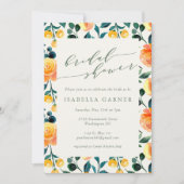 Stilvolles Orange Watercolor Floral Brautparty Einladung (Vorderseite)