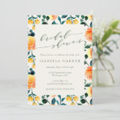 Stilvolles Orange Watercolor Floral Brautparty Einladung (Stehend Vorderseite)