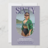 Stilvolles Oval Foto & Unterschrift 60. Geburtstag Einladung (Vorderseite)