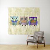 Stilvolles Owl Trio Wandteppich (Beispiel (Horizontal))